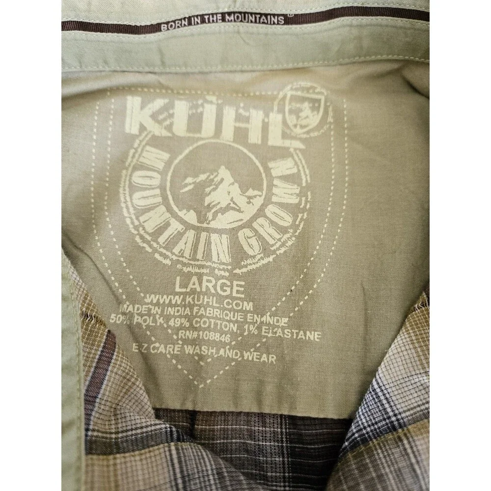 Kuhl Short Sleeve Shirt Men’s Large Plaid Outdoor Hiking Gorpcore Quick Dry - Picture 2 of 8